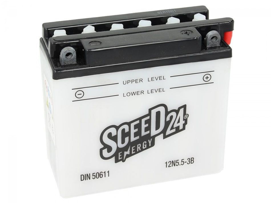 Sceed24 Batterie 12N5,5-3B, 12 V, 6 A, Standard, TOP PREIS-TOP QUALITÄT ohne Säure, 130x60x135 mm