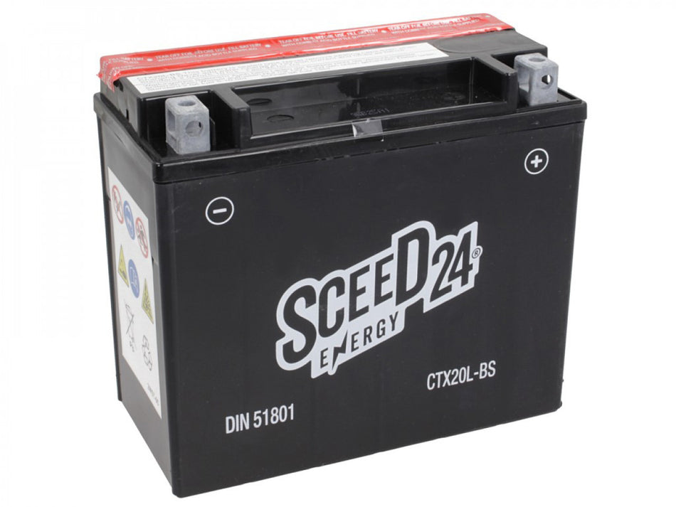 Sceed24 Batterie YTX20L-BS, 12 V, 18 A, wartungsfrei / MF, TOP PREIS-TOP QUALITÄT CTX20L-BS, inkl. Säurepack, 175x86x154 mm