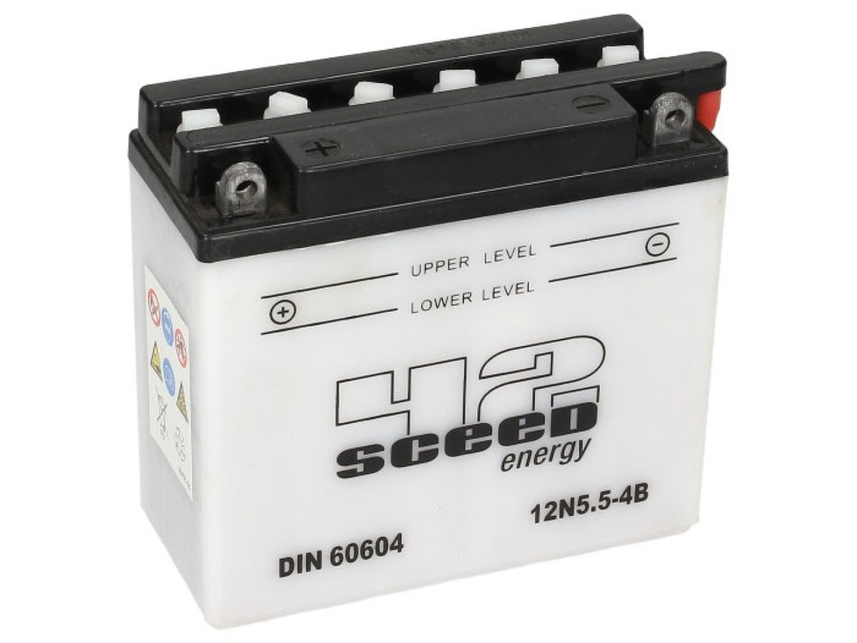 Sceed24 Batterie 12N5,5-4B, 12 V, 5 A, Standard, TOP PREIS-TOP QUALITÄT ohne Säure, 138x61x131 mm