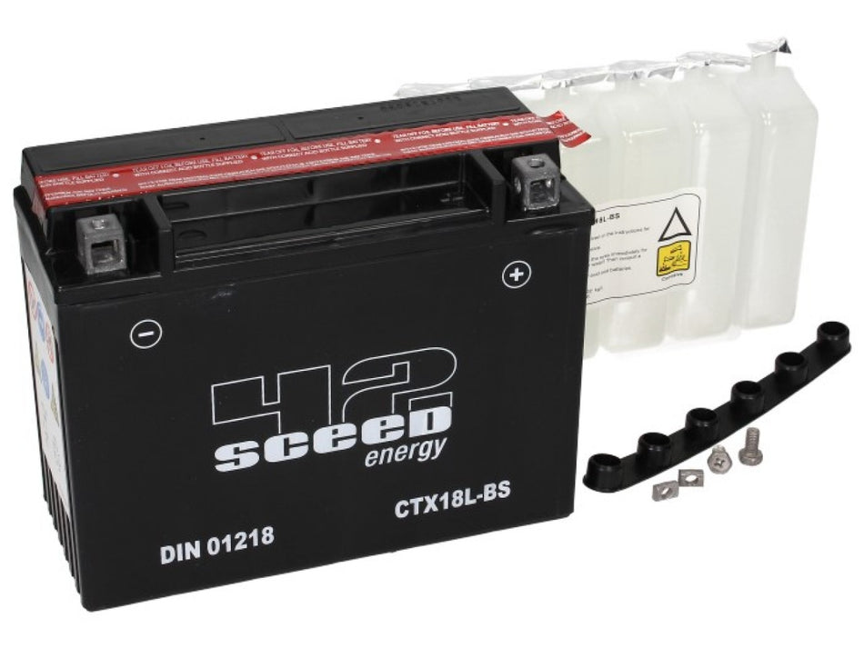 Sceed24 Batterie YTX18L-BS, 12 V, 16 A, wartungsfrei / MF, TOP PREIS-TOP QUALITÄT CTX18L-BS, inkl. Säurepack, 163x89x205 mm