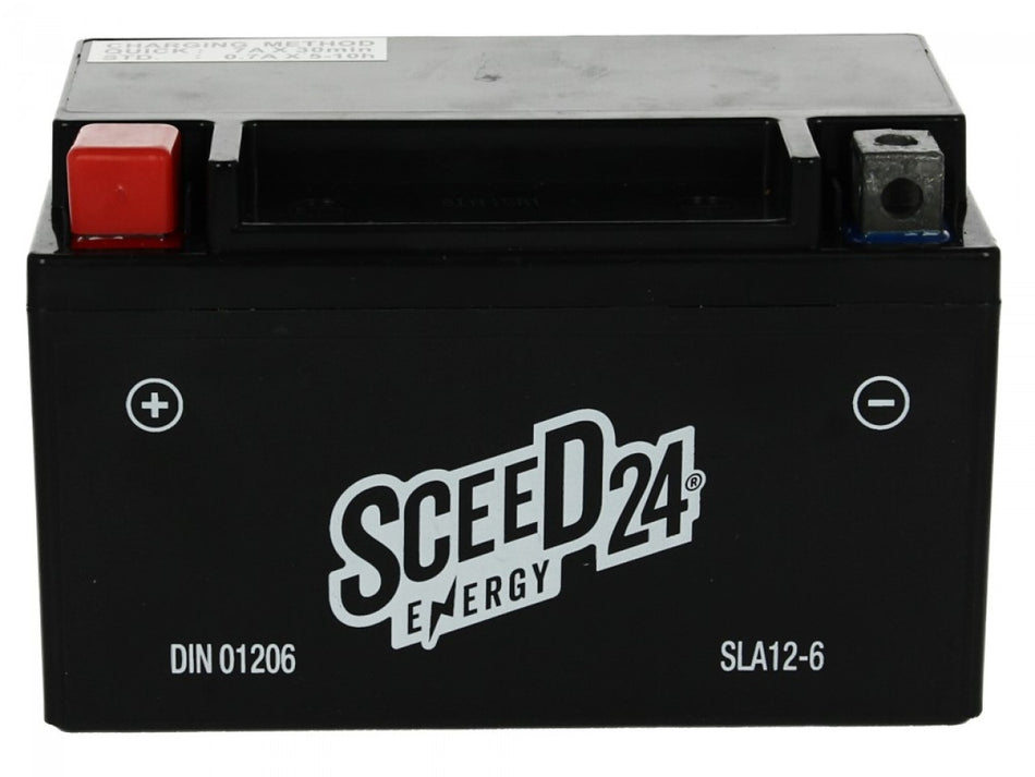 Sceed24 Batterie SLA12-6, 12 V, 6 A, Gel / SLA, TOP PREIS-TOP QUALITÄT für YTX7A-BS, Factory activated