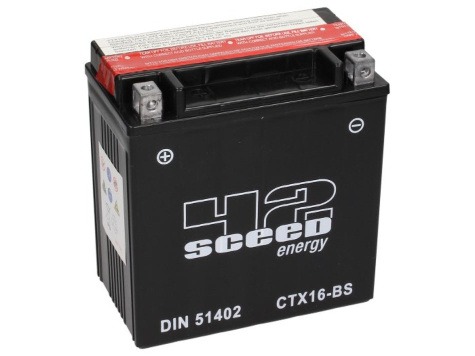 Sceed24 Batterie YTX16-BS, 12 V, 14 A, wartungsfrei / MF, TOP PREIS-TOP QUALITÄT 150x87x161 mm