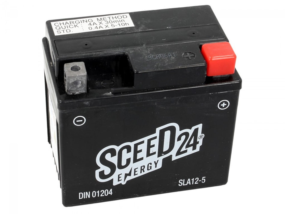 Sceed24 Batterie SLA12-5, 12 V, 5 A, Gel / SLA, TOP PREIS-TOP QUALITÄT für YT5L-BS, Factory activated, 106x71x114 mm