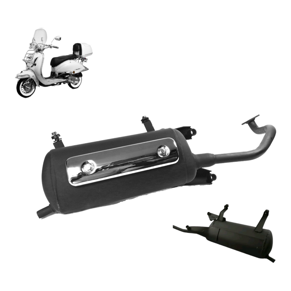 Auspuff Chrom für Retro Chinaroller 4 takt 125, 150ccm 10 Zoll GY6 z.B REX BENZHOU ZNEN