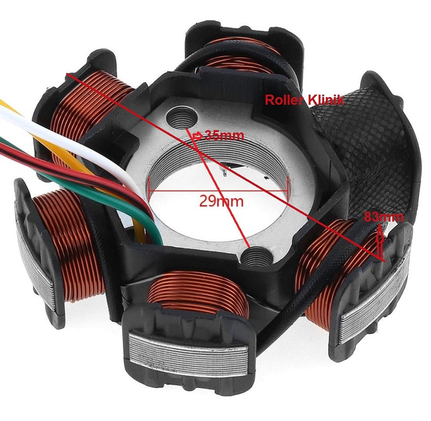 LICHTMASCHINE Stator 6 Spulen GY6 125ccm / 150ccm China Roller Scooter