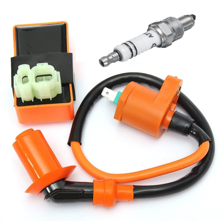 Tuninung Set Zündspule + CDI + Zündkerze A7TC für GY6 50cc 4T Motoren Scooter Roller