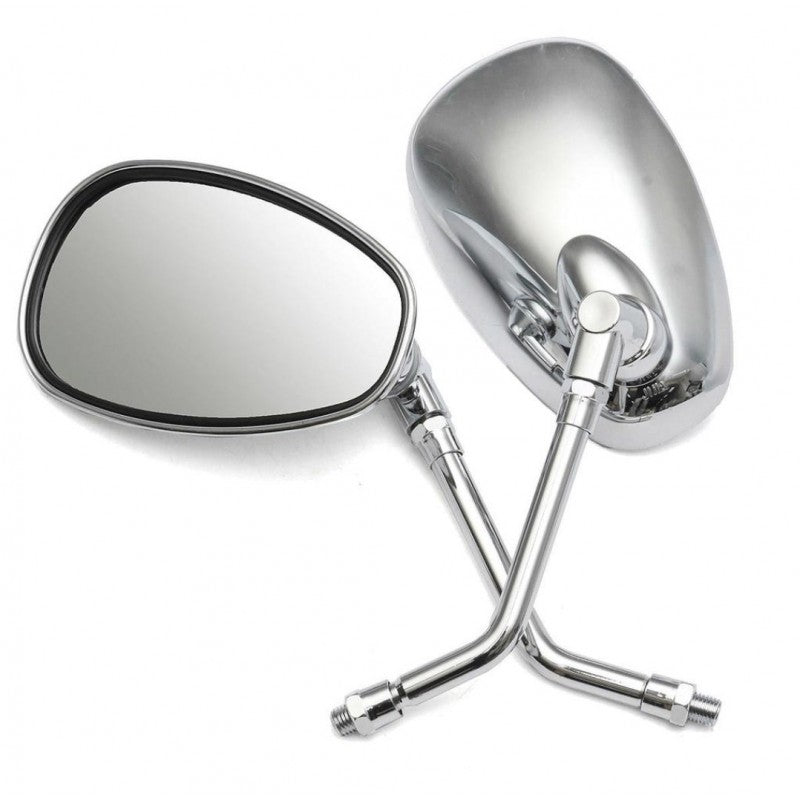 Roller Spiegel Chrom Set links & rechts – Universal M10 Gewinde (e4) für China Roller & Retro Scooter