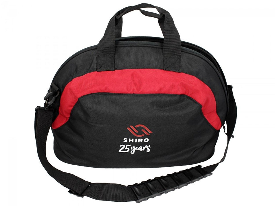 Shiro Helmtasche aus Nylon – Schwarz/Rot, Motiv „25 Jahre Shiro“