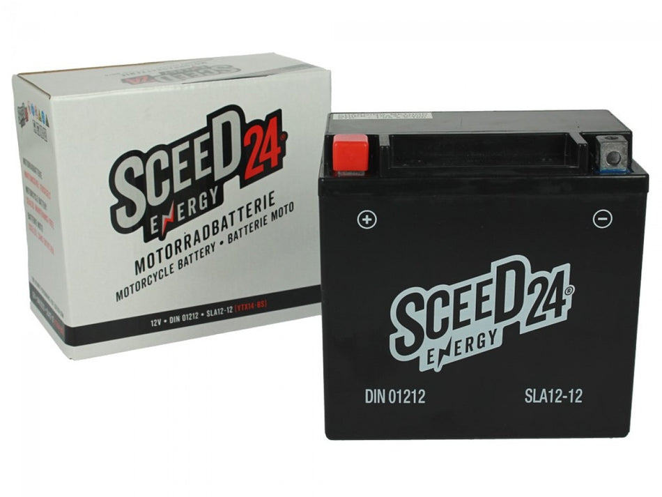 Sceed24 Batterie SLA12-12, 12 V, 12 A, Gel / SLA, TOP PREIS-TOP QUALITÄT für YTX14-BS, Factory activated
