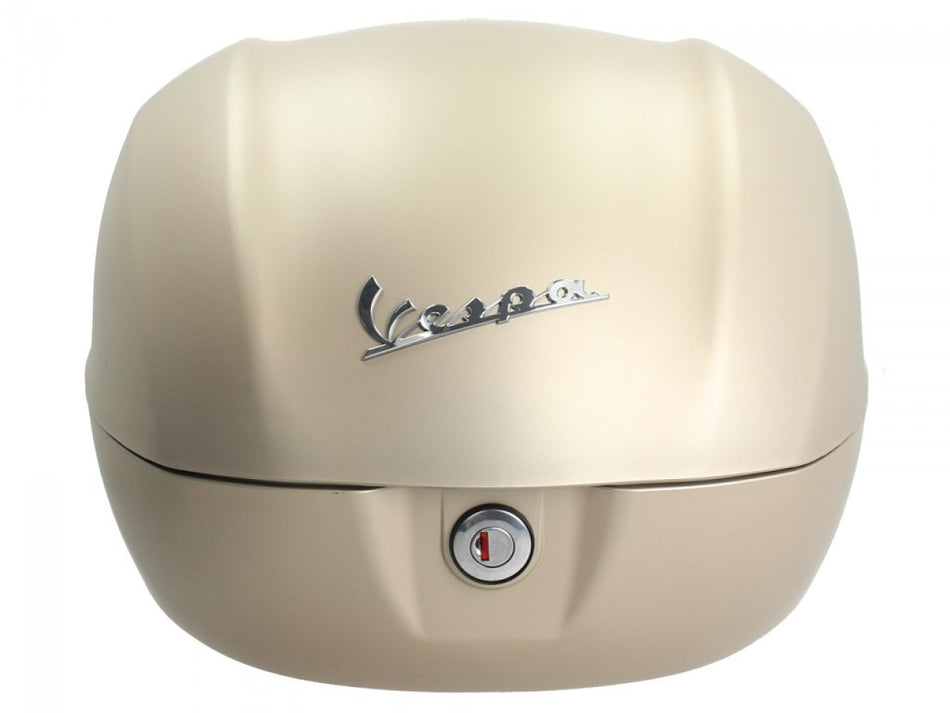 NF ProKit Top Case Kit 32 l, Suffix: Q9_516/A beige unico matt opaco, Gepäckträger chrom, Rückenpolster braun, Vespa Primavera