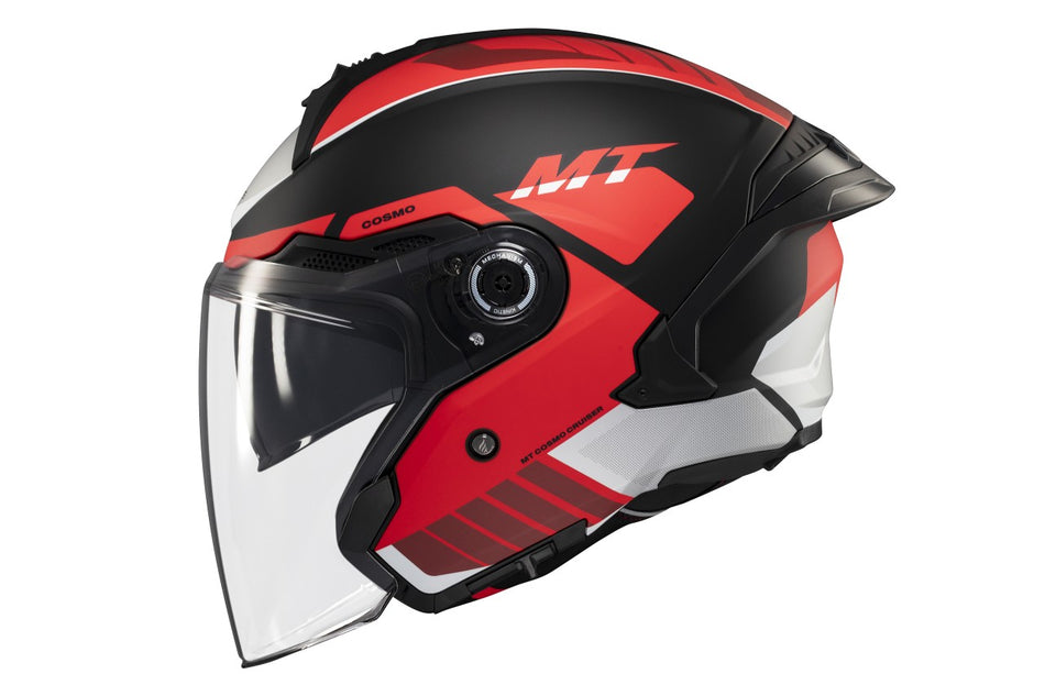 MT Helmets Jethelm Cosmo SV, Cruiser, rot, schwarz, weiß, matt, ABS, ECE 22.06