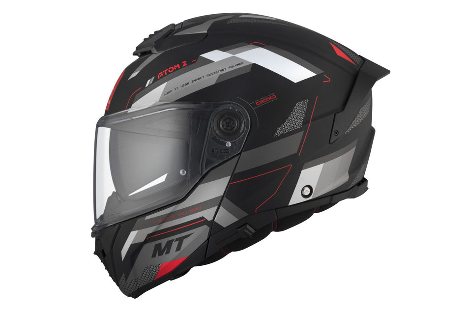 MT Helmets Klapphelm Atom 2 SV, Bast, schwarz, grau, rot, matt, L, ABS, ECE 22.06