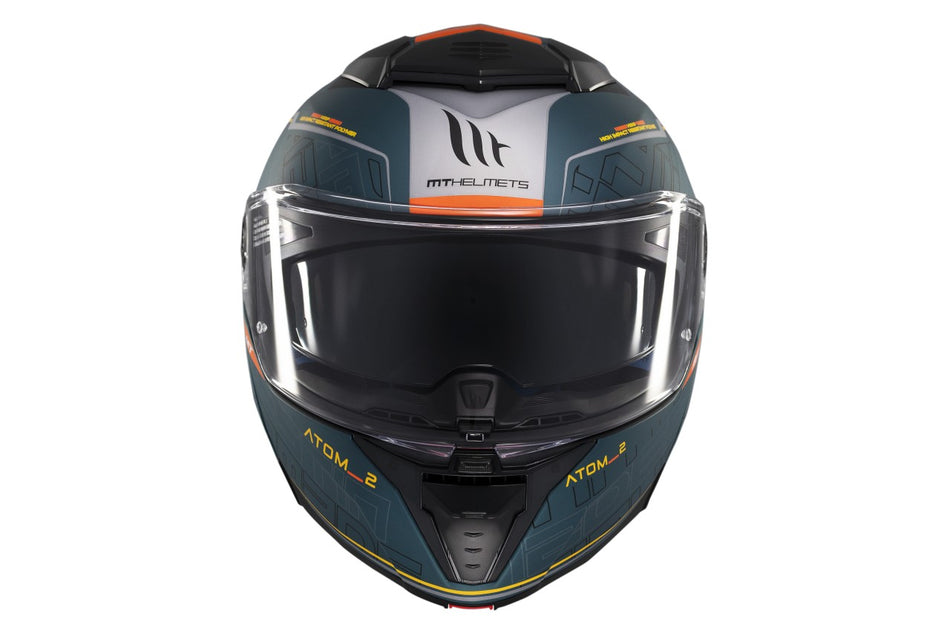 MT Helmets Klapphelm Atom 2 SV, Destiny, grün, schwarz, orange, matt, L, ABS, ECE 22.06