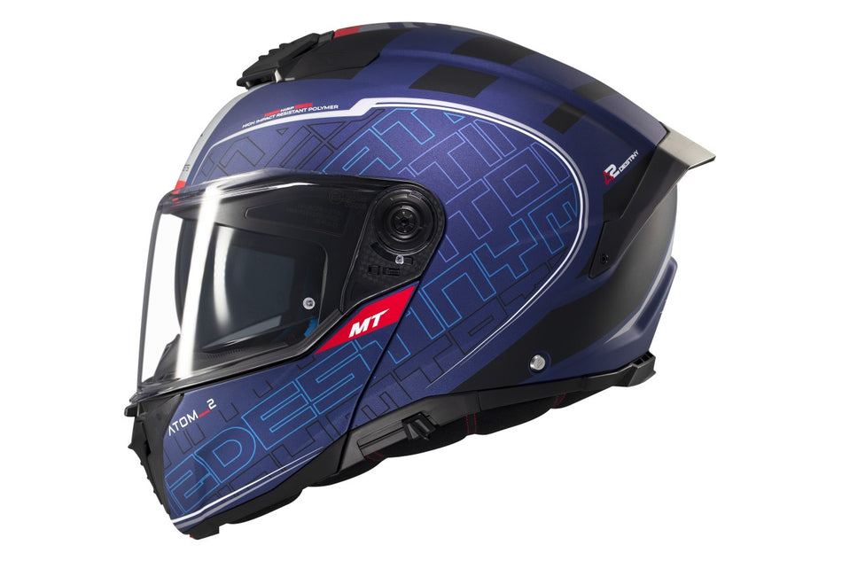 MT Helmets Klapphelm Atom 2 SV, Destiny, blau, schwarz, rot, matt, L, ABS, ECE 22.06