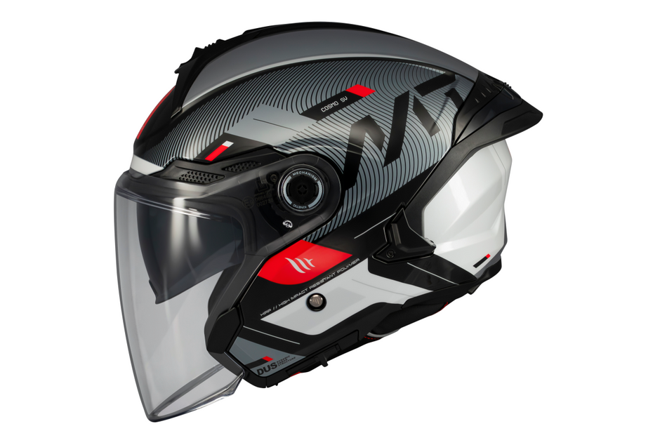 MT Helmets Jethelm Cosmo SV, Silence, schwarz, grau, weiß, glänzend, ABS, ECE 22.06