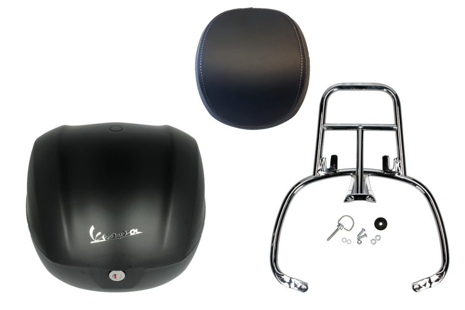 NF ProKit Top Case Kit 32 l, Suffix: NV_99/C schwarz matt opaco, Gepäckträger chrom, Rückenpolster schwarz, Vespa Primavera