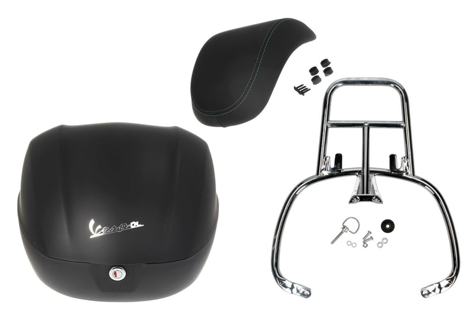 NF ProKit Top Case Kit 32 l, Suffix: NV_99/C schwarz matt opaco, Gepäckträger chrom, Rückenpolster schwarz, Vespa Primavera