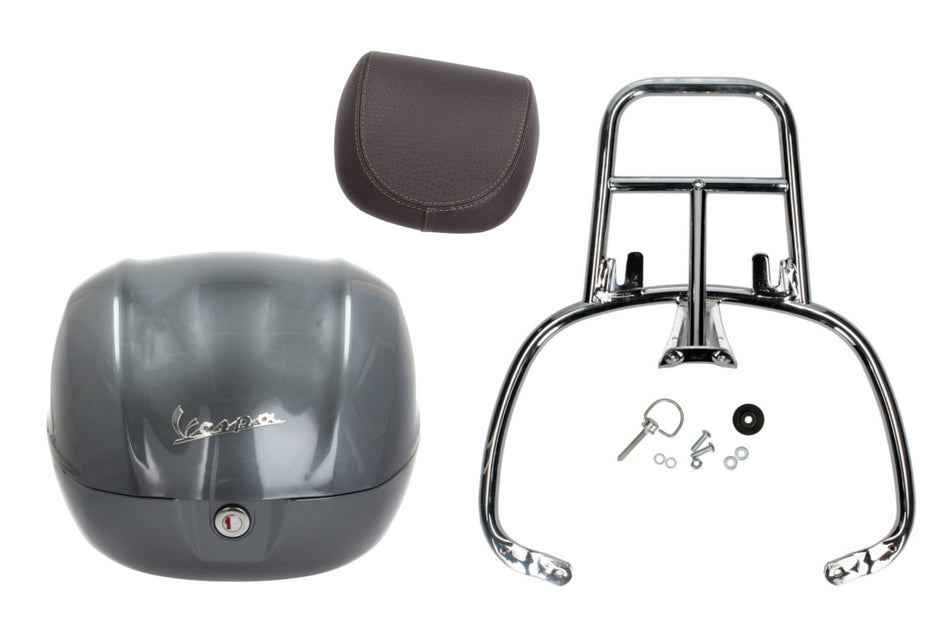 NF ProKit Top Case Kit 32 l, Suffix: G03_titan grey, Gepäckträger chrom, Rückenpolster braun, Vespa Primavera