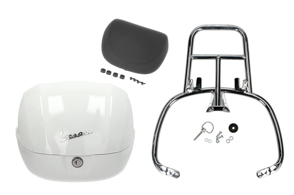 NF ProKit Top Case Kit 32 l, Suffix: B04_weiss, Gepäckträger chrom, Rückenpolster schwarz, Vespa Primavera