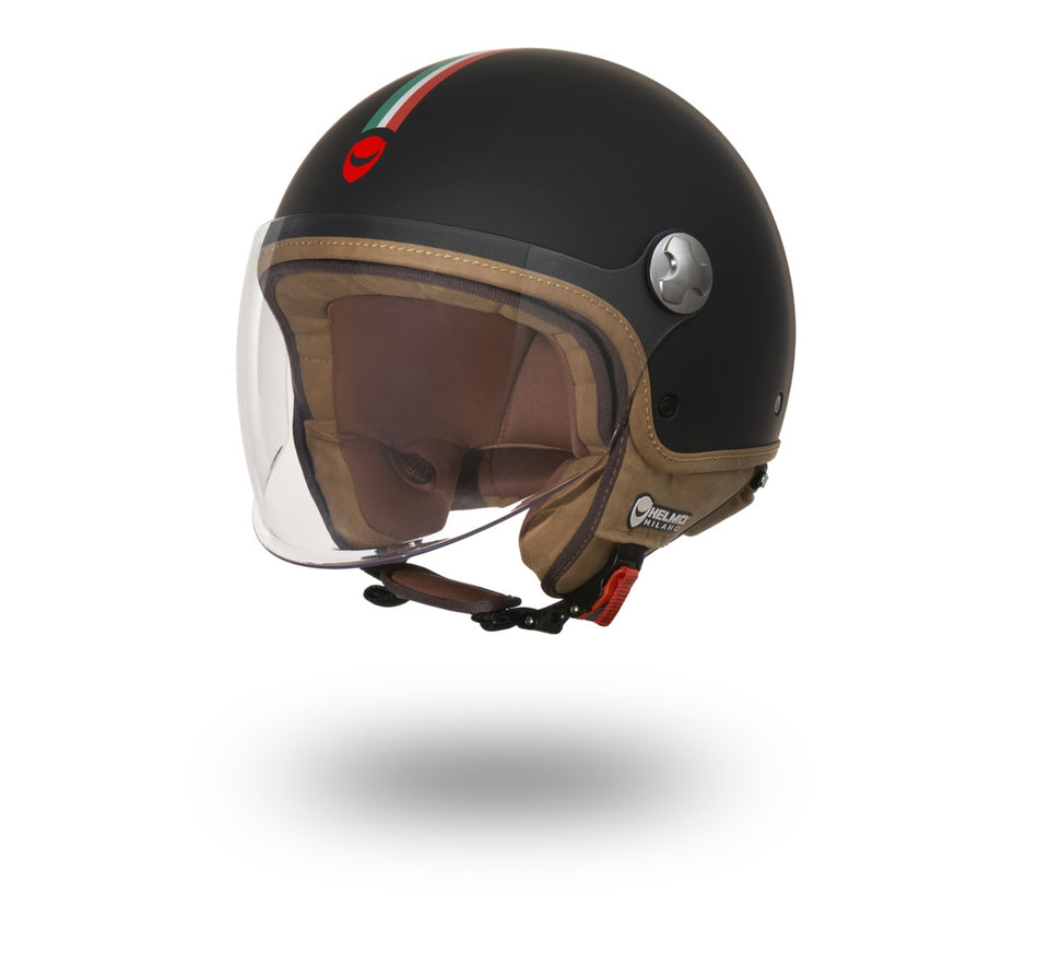 Helmo Milano Jethelm Demi Jet, Veloce, schwarz, matt, matt black, ABS, ECE 22.06