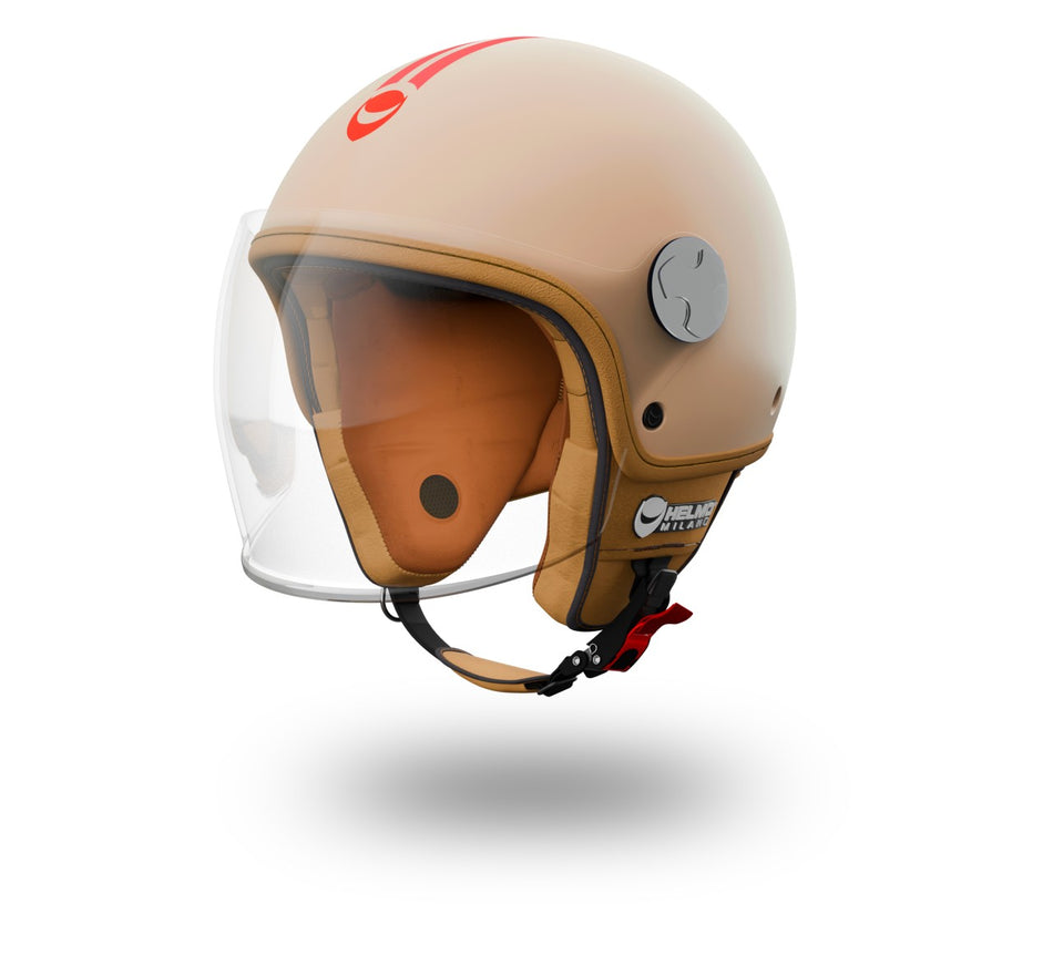 Helmo Milano Jethelm Veloce, ABS, ocker, rot, matt, Herstellerfarbe: burgundy, ECE 22.06 Ausführung: Demi Jet