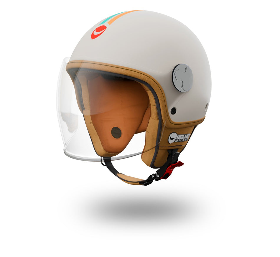 Helmo Milano Jethelm Veloce, ABS, weiß, orange, türkis, matt, Herstellerfarbe: riviera, ECE 22.06 Ausführung: Demi Jet