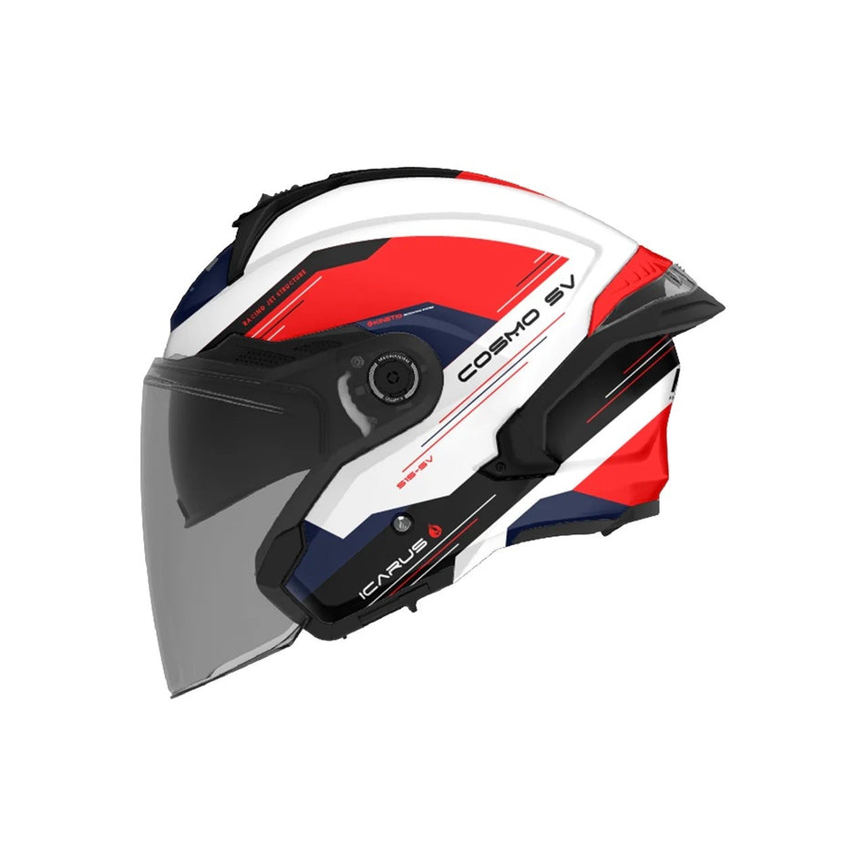 MT Helmets Jethelm Cosmo SV, Icarus, weiß, rot, blau, glänzend, ABS, ECE 22.06