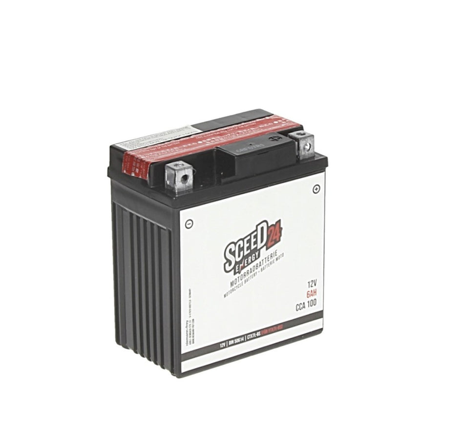 Sceed24 Batterie YTX7L-BS, 12 V, 6 A, wartungsfrei / MF, TOP PREIS-TOP QUALITÄT CTX7L-BS, inkl. Säurepack, 114x70x131 mm
