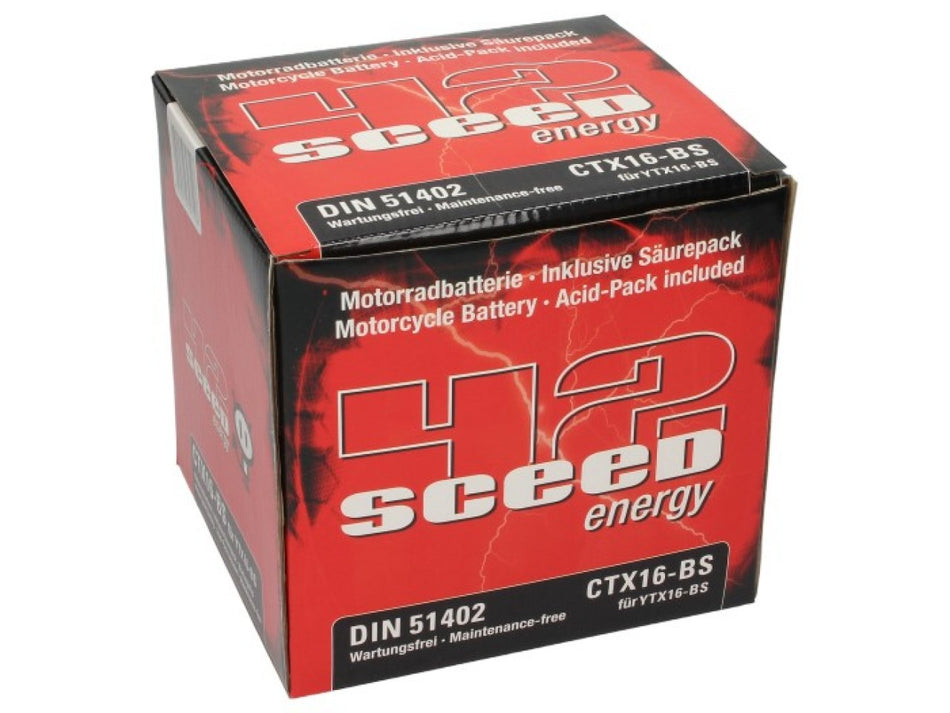 Sceed24 Batterie YTX16-BS, 12 V, 14 A, wartungsfrei / MF, TOP PREIS-TOP QUALITÄT 150x87x161 mm
